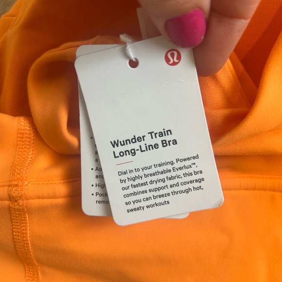 NWT Lululemon Wunder Train Long Line Bra Orange Size 6 C/D Cup Athletic Racer - Picture 6 of 9
